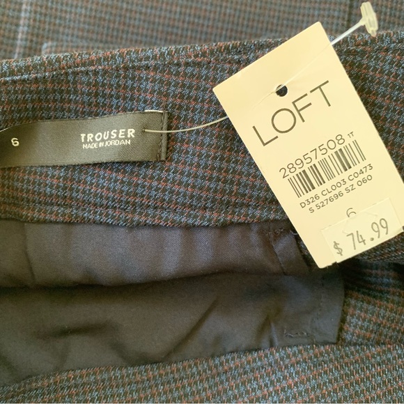 LOFT Blue Black Red Check Trouser Pants Size 6 - Picture 6 of 6